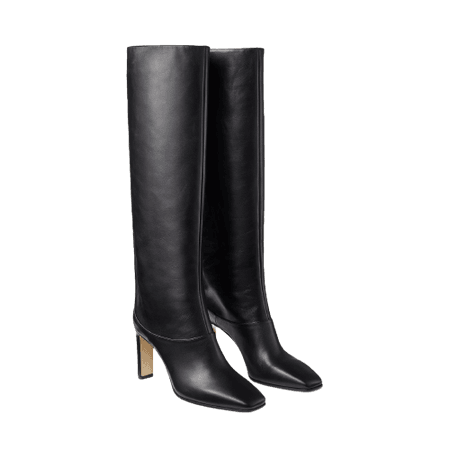 MAHESA 85 Black Shiny Calf Leather Knee-High Boots