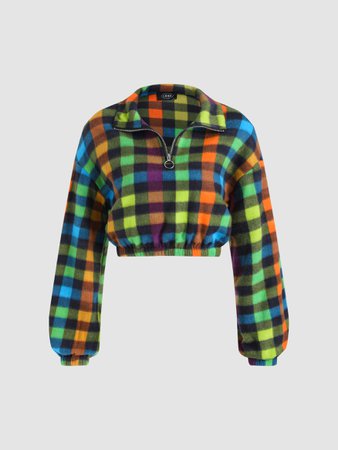 Colorful Checker Board Sweatshirt - Cider