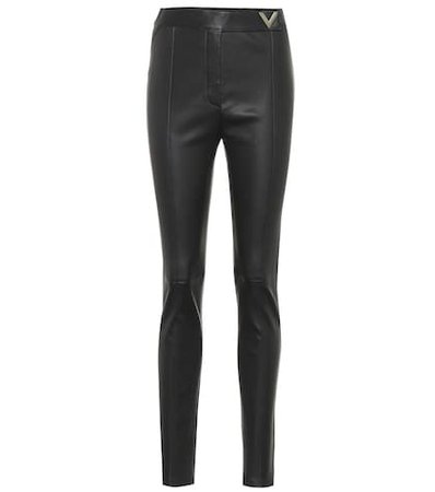 Leather high-rise skinny pants
