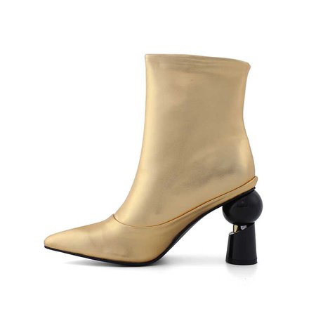 Gold KATUG Sculptured Heel Leather Ankle Boots | JessicaBuurman