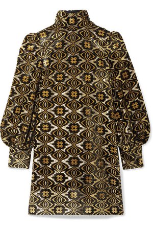 Gucci | Metallic chenille-jacquard turtleneck mini dress | NET-A-PORTER.COM