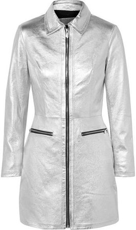 The Mighty Company - The Metallic Leather Mini Dress - Silver