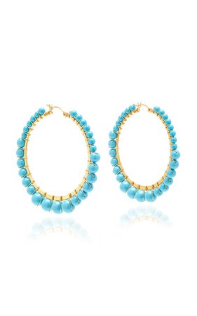 Bella Hoops Medium - Turquoise by Beck Jewels | Moda Operandi