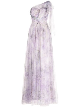 Marchesa Notte Bridesmaids floral-print one-shoulder Tulle Gown - Farfetch
