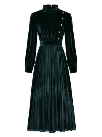 Emeral Green Long Sleeve 1950S Velvet Vintage Dress – Jolly Vintage