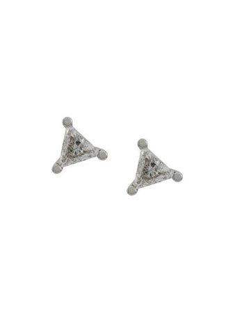 Delfina Delettrez 18Kt White Gold Dots Solitare Trillion Diamond Stud Earrings TRIANGLEPAIRWG Silver | Farfetch