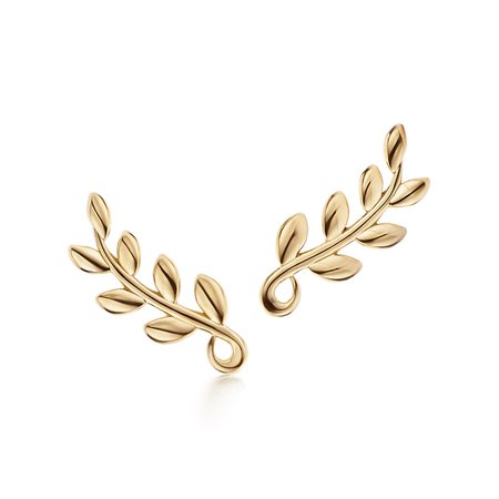 Paloma Picasso® Olive Leaf climber earrings in 18k gold. | Tiffany & Co.