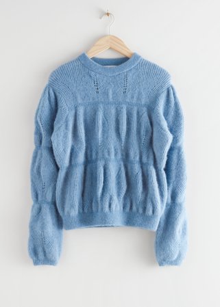Relaxed Fuzzy Bubble Knit Sweater - Blue - Sweaters - & Other Stories