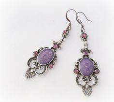 Purple victorian gothic earrings gothic jewelry handmade