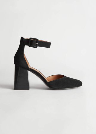 Suede Ankle Strap Heel