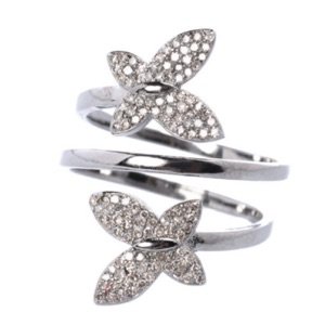 silver Diamond Butterfly Wrap Ring