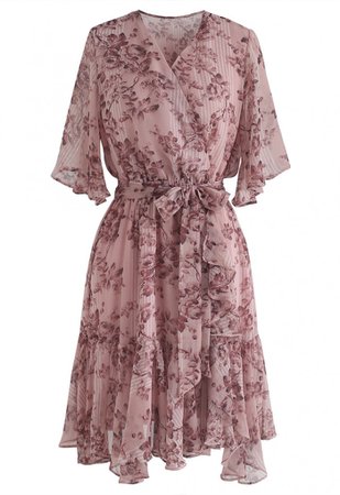 Bomb of Love Floral Chiffon Dress in Pink - DRESS - Retro, Indie and Unique Fashion