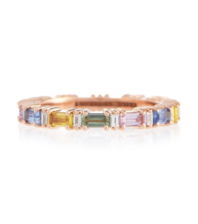 Suzanne Kalan - Rainbow Fireworks 18kt rose gold eternity ring with diamonds and sapphires | Mytheresa