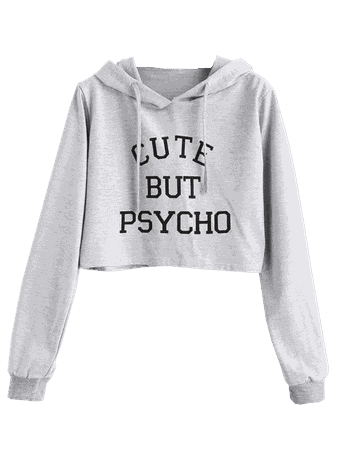 [55% OFF] 2018 Letter Graphic Pattern Crop Hoodie In LIGHT GRAY M | ZAFUL