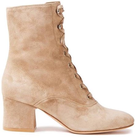 Gianvito Rossi Woman Mackay Lace-up Suede Ankle Boots Beige