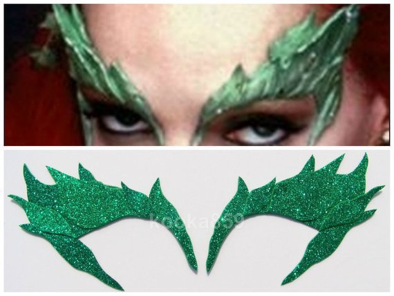 Poison Ivy Leaf Eyebrow Extreme Glitter eye mask costume | Etsy