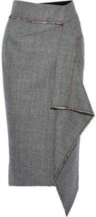 Peterson Draped Prince Of Wales Checked Wool Pencil Skirt