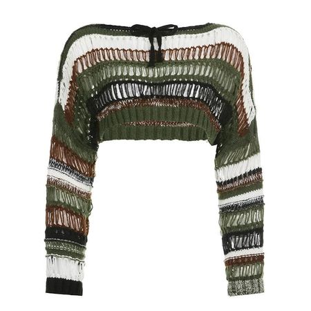 Knitted long sleeve multicolor crochet shrug top – Halibuy
