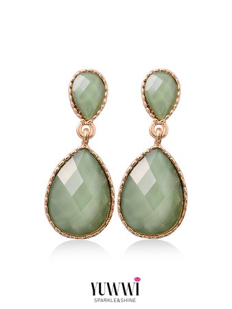 Olive green statement earrings - YUWWI