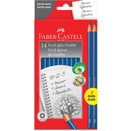 Lápis preto n.2 redondo +2 lápis PM1210AZ12 Faber Castell - Escrita & Corretivos - Kalunga.com