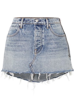 Alexander Wang | Snip zip-embellished frayed denim mini skirt | NET-A-PORTER.COM