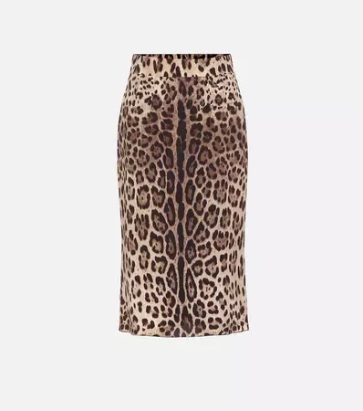 Leopard-Print Stretch-Silk Skirt | Dolce & Gabbana - Mytheresa