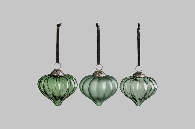 Perch & Parrow | Chambley Large Teal Fluted Baubles, Set of Six