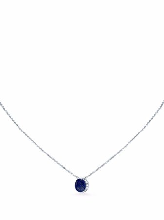 Shop David Morris 18kt white gold lapis lazuli and diamond necklace with Express Delivery - FARFETCH