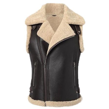 faux fur leather vest
