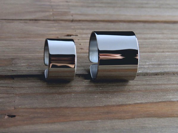 Cuff knuckle ring set / shiny finish / tube ring set of 2 | Etsy