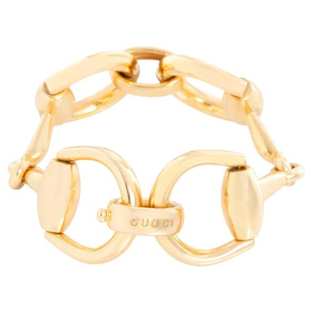 Gucci 18K Yellow Gold Horsebit Large Link Bracelet at 1stDibs