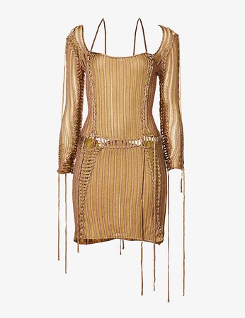 ISA BOULDER - Expand long-sleeved rayon mini dress | Selfridges.com