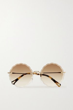 Chloé | Rosie round-frame gold-tone and tortoiseshell acetate sunglasses | NET-A-PORTER.COM