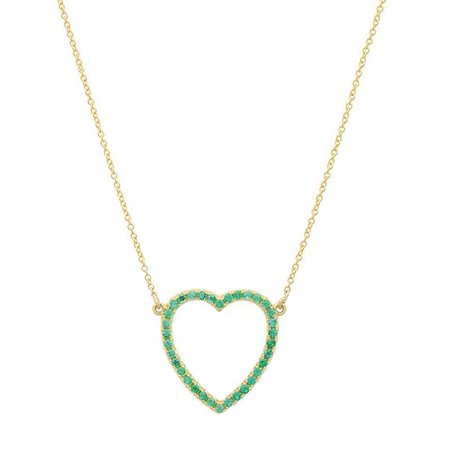 Jennifer Meyer | Large Emerald Open Heart Necklace