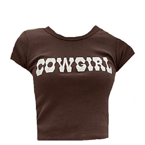 *clipped by @luci-her* Brown Cowgirl Crop T-shirt