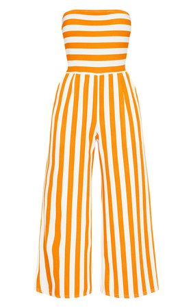 Mustard Contrast Stripe Bandeau Culotte Jumpsuit | PrettyLittleThing USA
