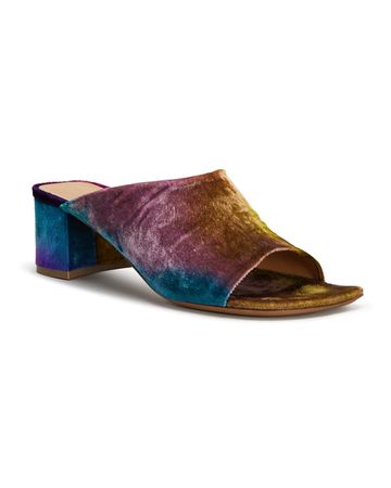 Dries Van Noten Multicolored Velvet Mule Sandals | Neiman Marcus