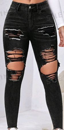 SHEIN Ripped Cut Out Skinny Jeans