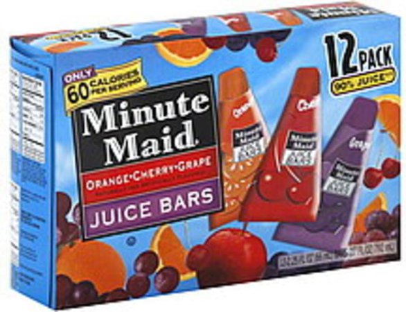 Minute Maid Orange, Cherry, Grape Juice Bars - 12 ea, Nutrition Information | Innit