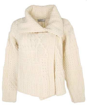 Blarney Woollen Mills Cream Textured Knit Aran Merino Wool Cardigan - XS Cream £45 | Rokit Vintage Clothing