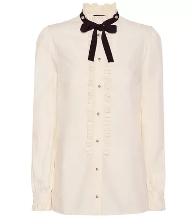 Gucci Embellished silk blouse Almond Flower/Nero | the urge AU