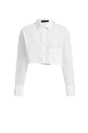 white crop top white cropped button down shirt white top