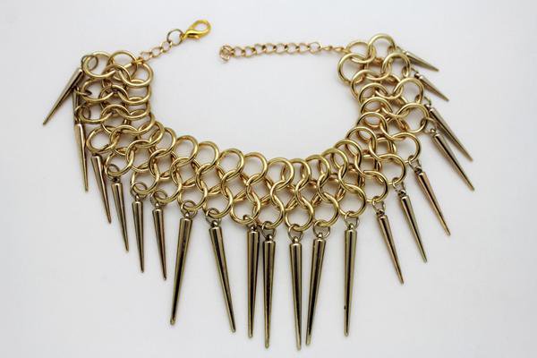 Gold Metal Multi Spikes NY Hip Hop Choker Necklace Sexy Gothic Jewelry – alwaystyle4you