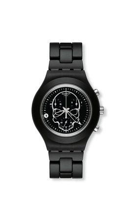 swatch black skull watch