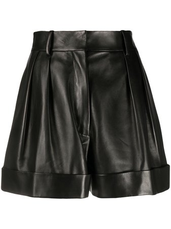 Valentino turn-up Leather Shorts - Farfetch