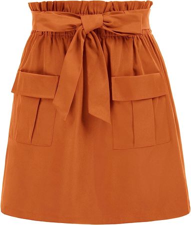 Amazon.com: KANCY KOLE Womens Stretch Skirt with Pockets Plus Size Short Curvy Work Skirt Office Tie Waist Pleated Skirts Orange XXL : Clothing, Shoes & Jewelry
