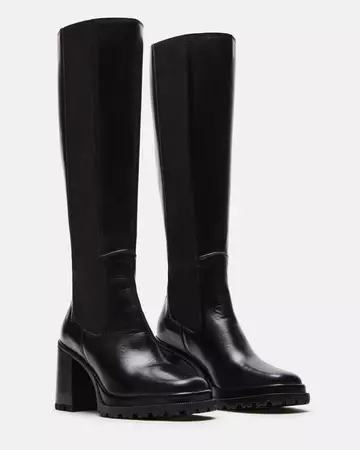 ALESTI Black Leather Square Toe Knee High Boot | Women's Boots – Steve Madden