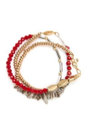 red and gold bracelet set