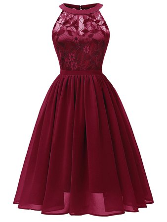 2019 Sleeveless Lace Insert Prom Dress | Rosegal.com