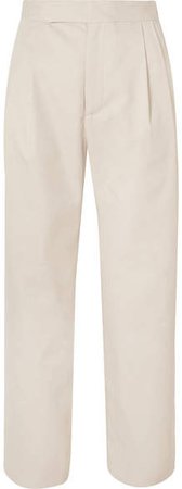 Deveaux Cropped Pleated Twill Straight-leg Pants - Cream